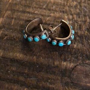 Sterling and Turquoise Hoops